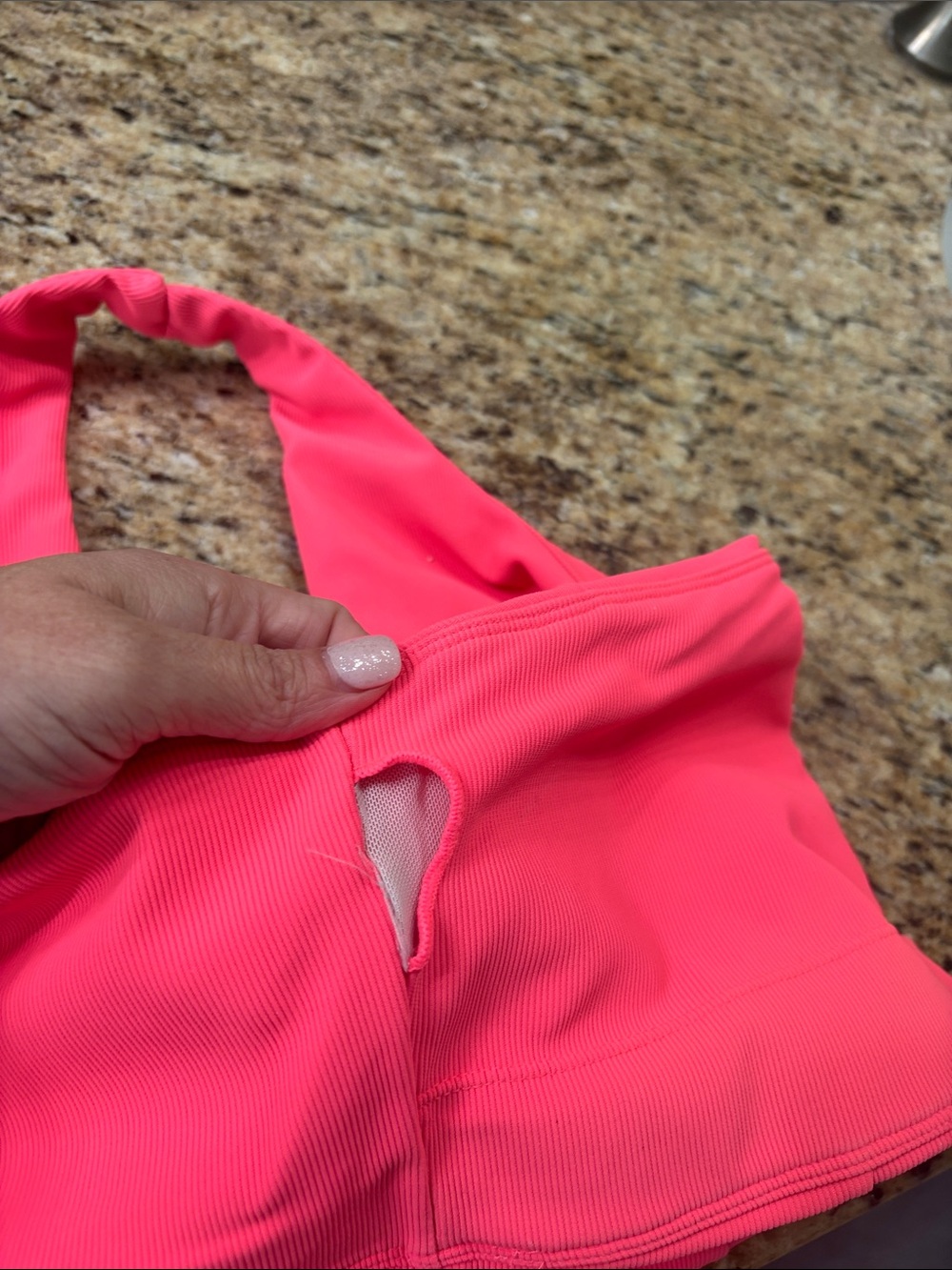WILO the label Hot coral One Shoulder ribbed Active Bra top cropped Top Size L - Picture 6 of 11